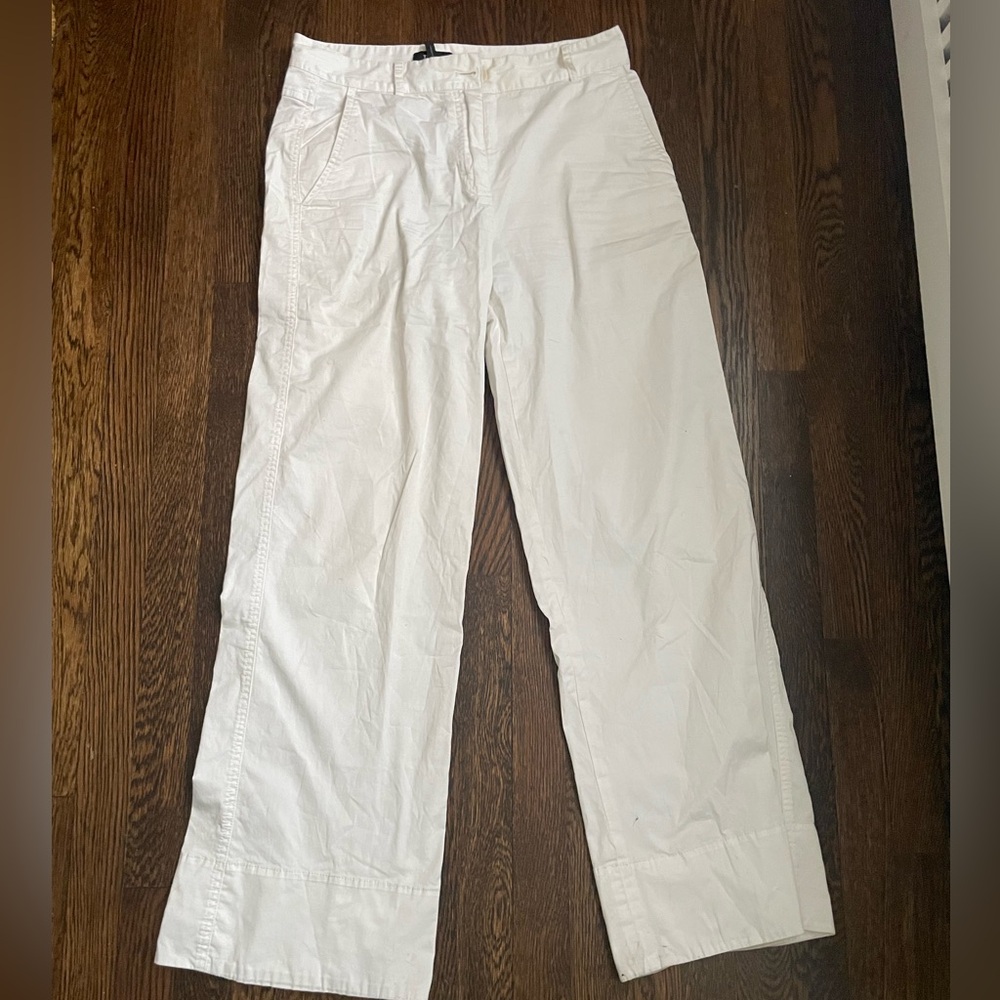 Summer white Theory wide leg carpenter pants